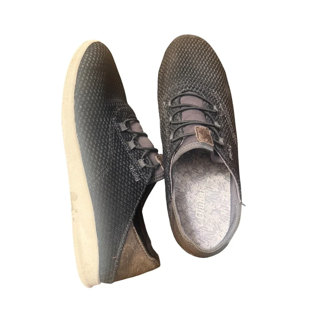 OluKai Alapa Li Mens 9.5 Charcoal Grey Mesh Leather Slip On Sneakers 10395-406C